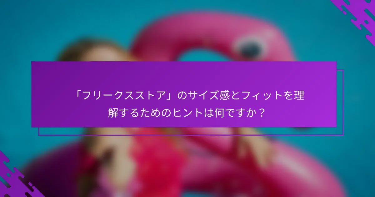 「フリークスストア」のサイズ感とフィットを理解するためのヒントは何ですか？