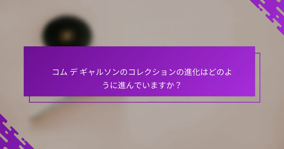 コム デ ギャルソンのコレクションの進化はどのように進んでいますか？