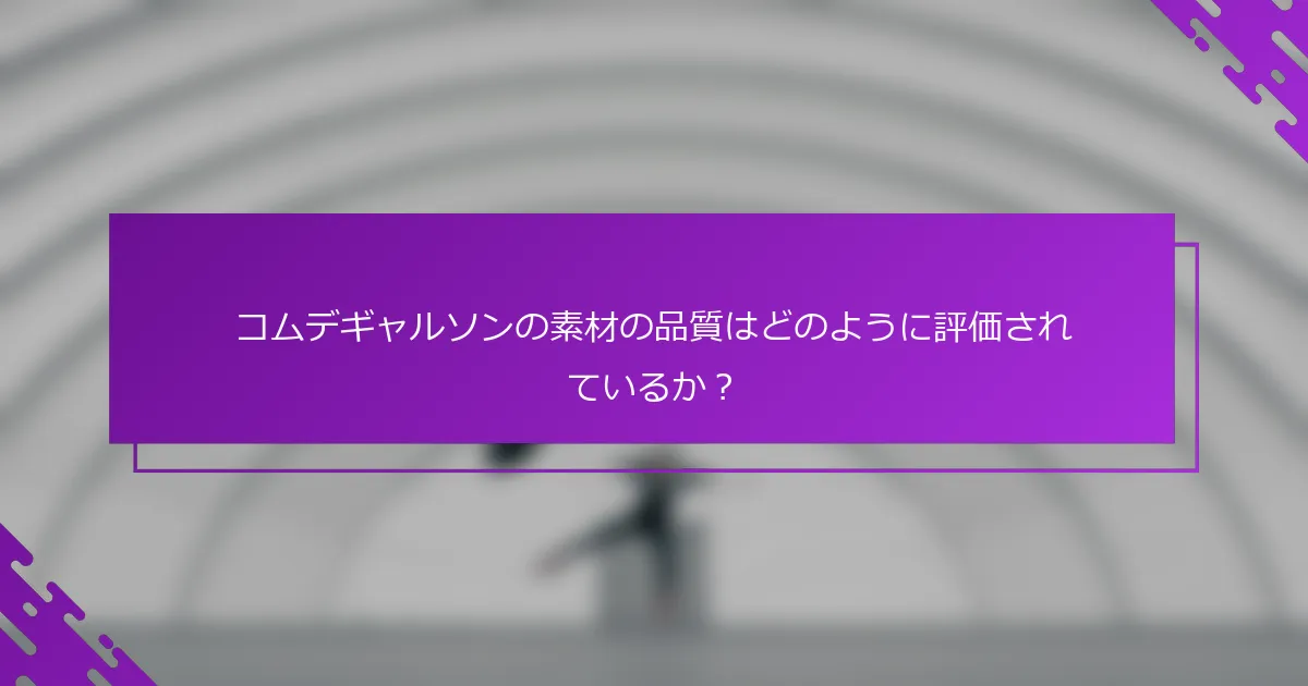 コムデギャルソンの素材の品質はどのように評価されているか？
