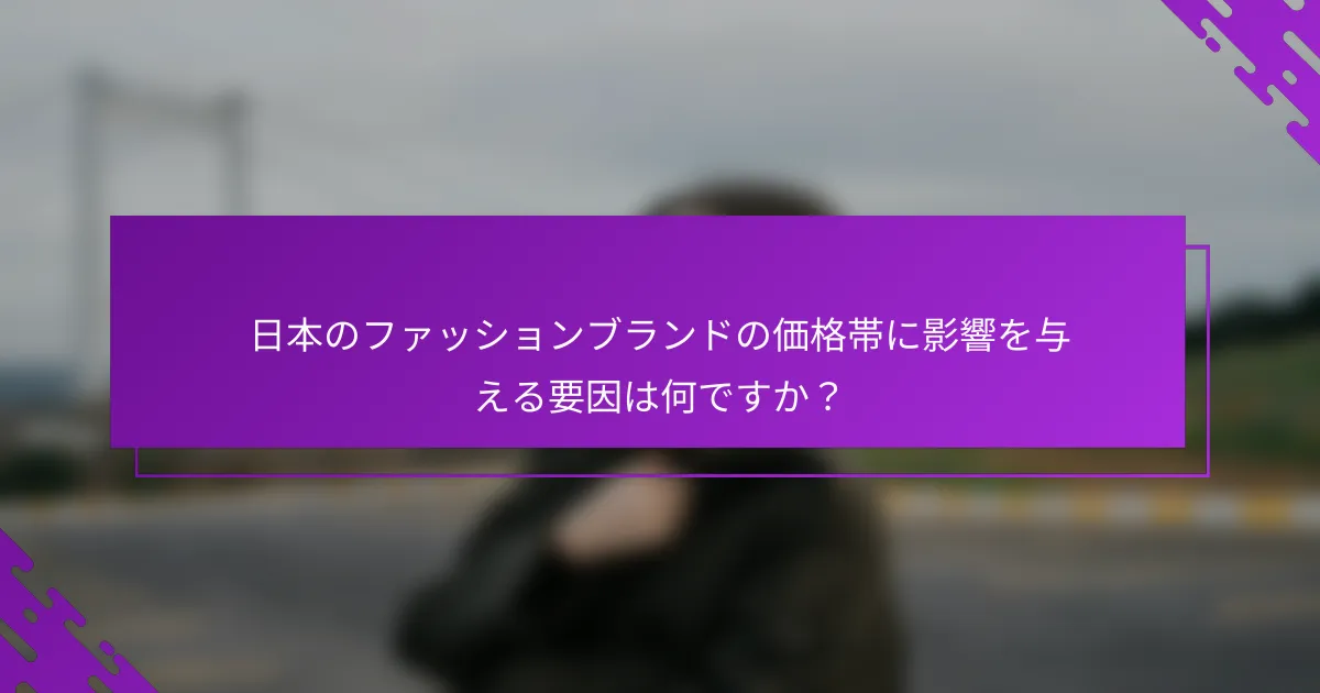 日本のファッションブランドの価格帯に影響を与える要因は何ですか？