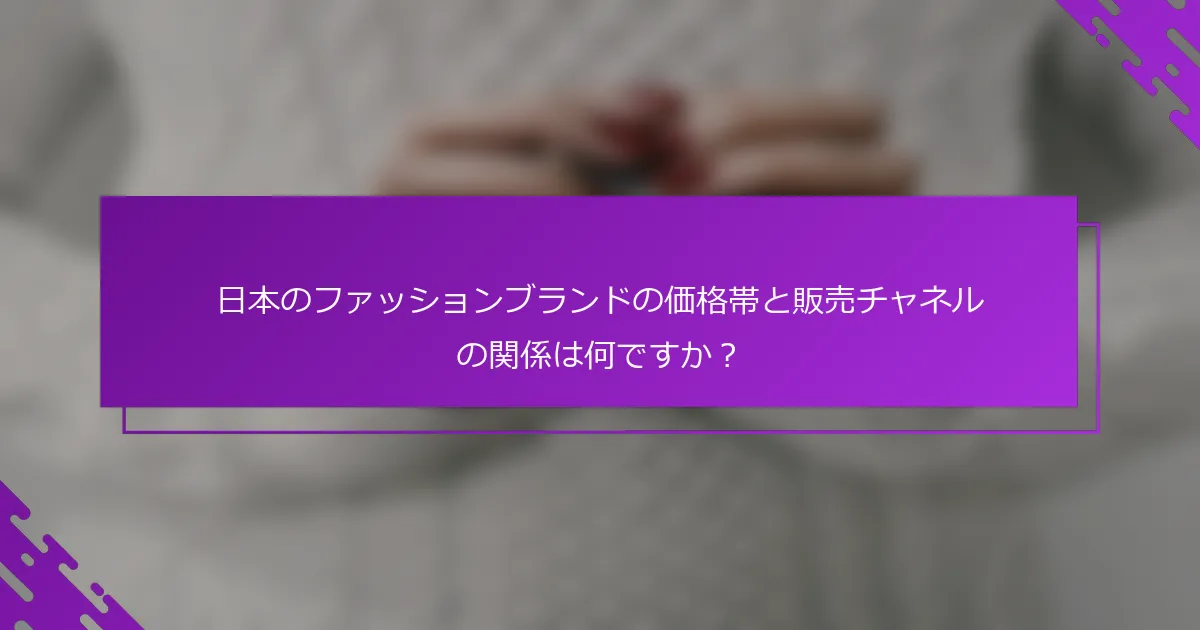 日本のファッションブランドの価格帯と販売チャネルの関係は何ですか？